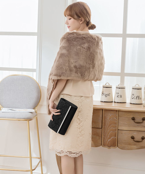 DRESS STAR（ドレス スター）の「メタルフレーム×レース刺繍×クラッチバッグ（クラッチバッグ・レディース・ベージュ/ブラック/グレー・フリー）」の7枚目の写真