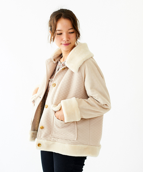 flower(フラワー)の「ベビーシープコート(ムートンコート・レディース・ブラウン/アイボリー・FREE)」の3枚目の写真