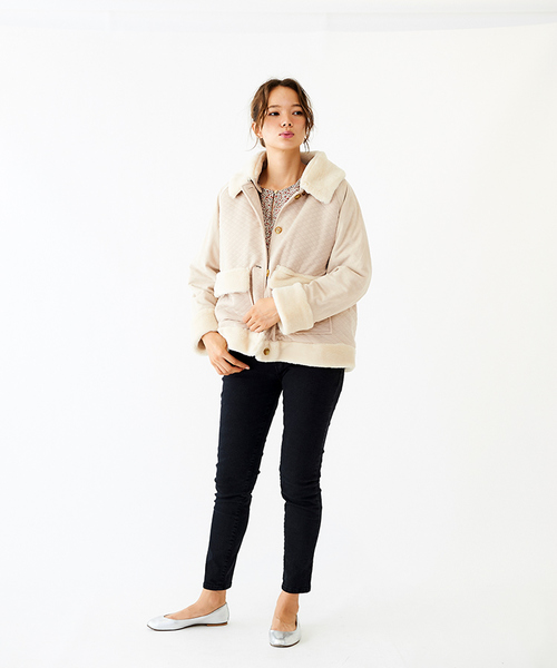 flower(フラワー)の「ベビーシープコート(ムートンコート・レディース・ブラウン/アイボリー・FREE)」の5枚目の写真