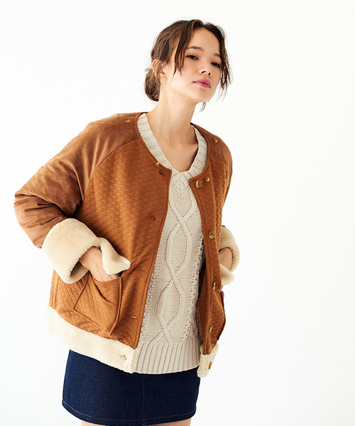 flower(フラワー)の「ベビーシープコート(ムートンコート・レディース・ブラウン/アイボリー・FREE)」の6枚目の写真