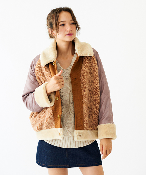 flower(フラワー)の「ベビーシープコート(ムートンコート・レディース・ブラウン/アイボリー・FREE)」の7枚目の写真