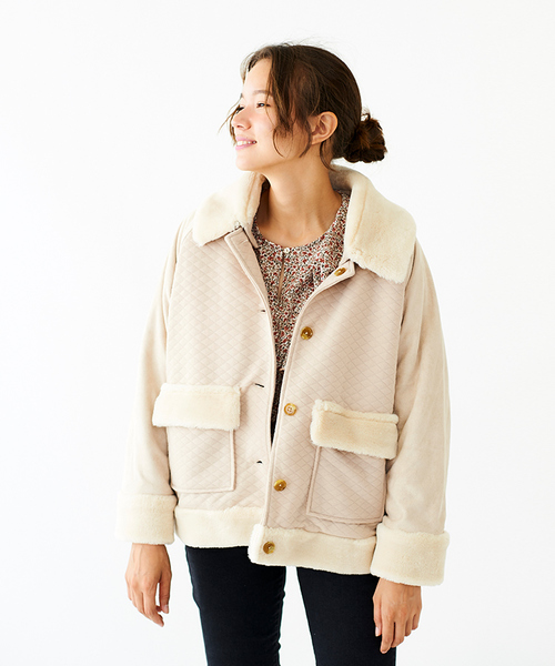 flower(フラワー)の「ベビーシープコート(ムートンコート・レディース・ブラウン/アイボリー・FREE)」の8枚目の写真