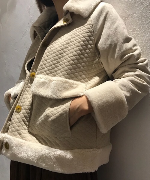 flower(フラワー)の「ベビーシープコート(ムートンコート・レディース・ブラウン/アイボリー・FREE)」の10枚目の写真