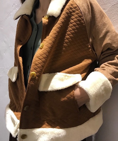 flower(フラワー)の「ベビーシープコート(ムートンコート・レディース・ブラウン/アイボリー・FREE)」の9枚目の写真