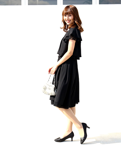 MARLENE JOBERT（マルレーヌ　ジョベル）の「２way袖レースブラウス　セットアップワンピース（ドレス・レディース・ブラック/ネイビー/グレー・M/L/LL）」の8枚目の写真