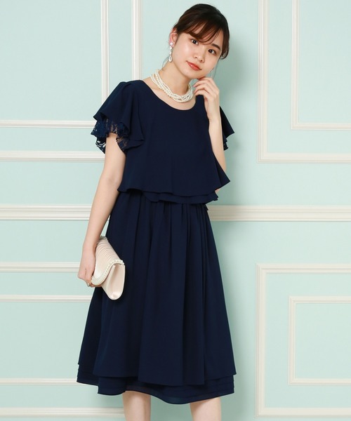 MARLENE JOBERT（マルレーヌ　ジョベル）の「２way袖レースブラウス　セットアップワンピース（ドレス・レディース・ブラック/ネイビー/グレー・M/L/LL）」の3枚目の写真