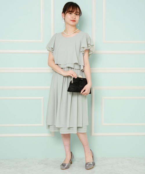 MARLENE JOBERT（マルレーヌ　ジョベル）の「２way袖レースブラウス　セットアップワンピース（ドレス・レディース・ブラック/ネイビー/グレー・M/L/LL）」の2枚目の写真
