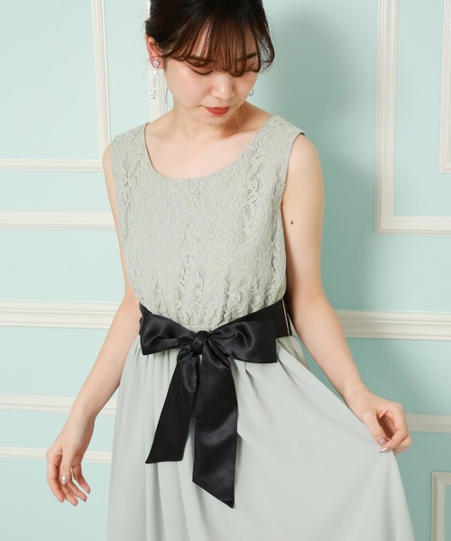 MARLENE JOBERT（マルレーヌ　ジョベル）の「２way袖レースブラウス　セットアップワンピース（ドレス・レディース・ブラック/ネイビー/グレー・M/L/LL）」の15枚目の写真