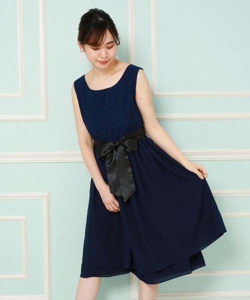 MARLENE JOBERT（マルレーヌ　ジョベル）の「２way袖レースブラウス　セットアップワンピース（ドレス・レディース・ブラック/ネイビー/グレー・M/L/LL）」の11枚目の写真