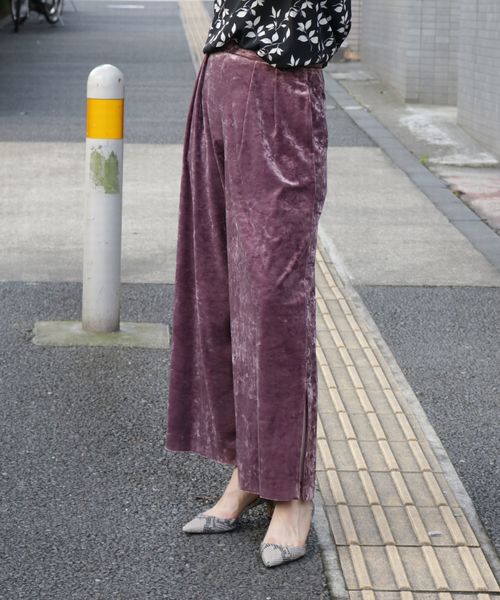LAGLAIA(ラグライア)の「カラーベロアパンツ(パンツ)」|ピンク