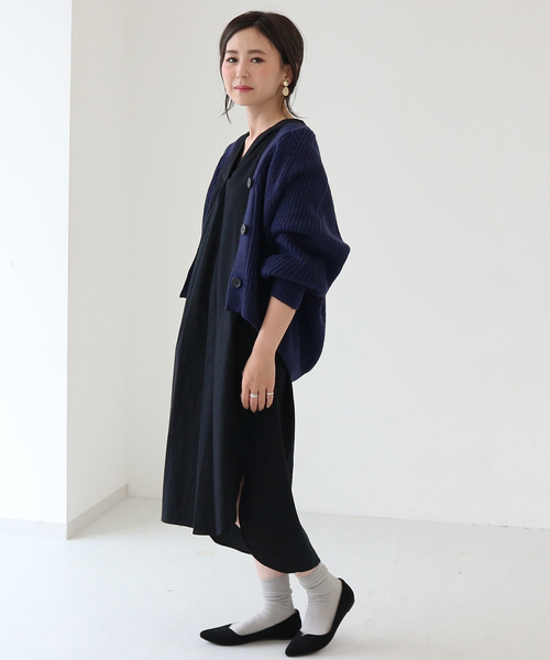 AMERICAN HOLIC(アメリカンホリック)の「Wool混Vネックローゲージニットカーディガン(カーディガン/ボレロ・レディース・チャコールグレー/ブラウン/アイボリー/マスタード/グリーン/ブルー・FREE)」の7枚目の写真