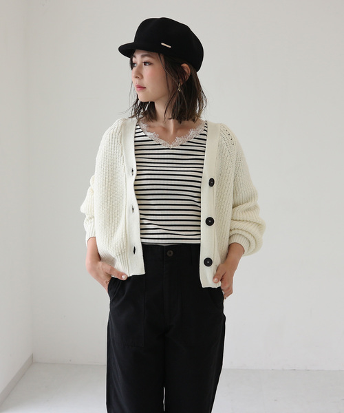 AMERICAN HOLIC(アメリカンホリック)の「Wool混Vネックローゲージニットカーディガン(カーディガン/ボレロ・レディース・チャコールグレー/ブラウン/アイボリー/マスタード/グリーン/ブルー・FREE)」の10枚目の写真