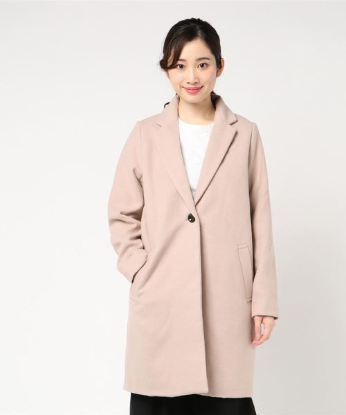 KOBE LETTUCE（コウベレタス）の「中綿入りミディアム丈チェスターコート＊アウター/レディース/ジャケット[K745]神戸レタス（チェスターコート・レディース・チャコールグレー/ブラック/グレー/ブルー/ボルドー/キャメル/ピンクベージュ・FREE）」の7枚目の写真