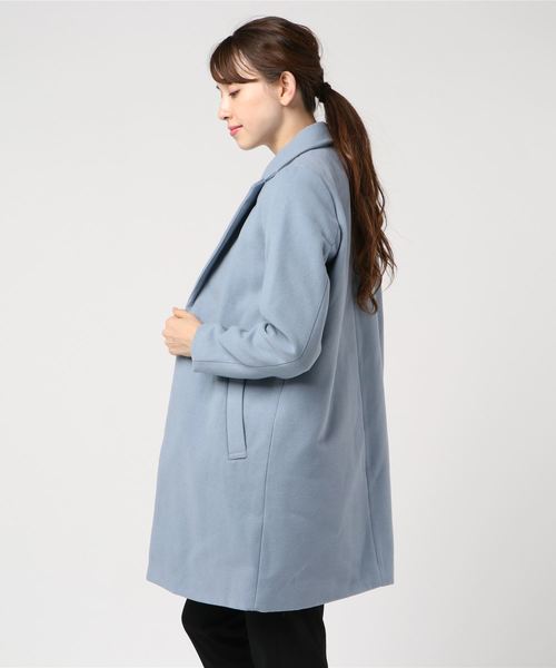 KOBE LETTUCE（コウベレタス）の「中綿入りミディアム丈チェスターコート＊アウター/レディース/ジャケット[K745]神戸レタス（チェスターコート・レディース・チャコールグレー/ブラック/グレー/ブルー/ボルドー/キャメル/ピンクベージュ・FREE）」の9枚目の写真