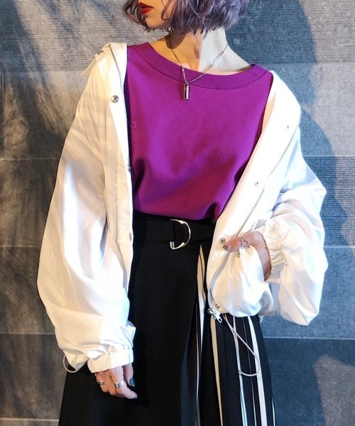 PAGEBOY(ページボーイ)の「ボリュームスリーブコーチジャケット(その他アウター・レディース・ブラック/オフホワイト/カモフラージュ/パープル/ブルー・FREE)」の2枚目の写真