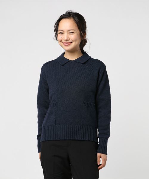 MHL.（エムエイチエル）の「SLUB COTTON LINEN（ニット/セーター・レディース・ネイビー/イエロー・2）」の5枚目の写真