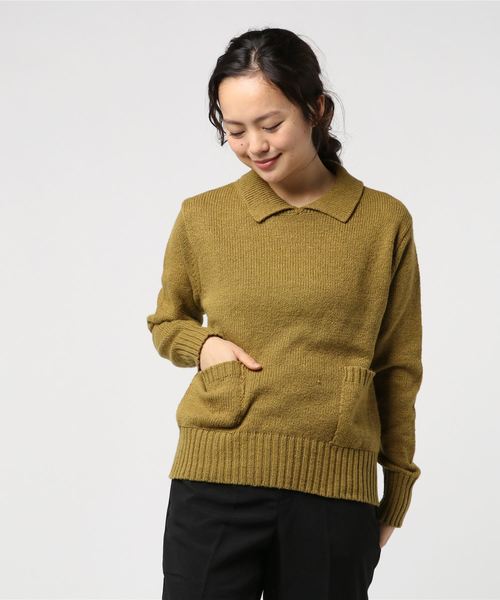 MHL.（エムエイチエル）の「SLUB COTTON LINEN（ニット/セーター・レディース・ネイビー/イエロー・2）」の6枚目の写真