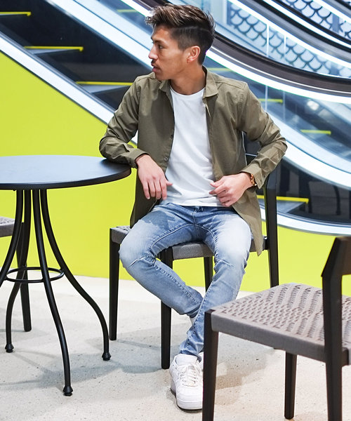 GOSTAR DE FUGA（ゴスタール ジフーガ）の「長袖シアサッカーシャツ（シャツ/ブラウス・メンズ・ホワイト×ネイビー/カーキ/ネイビー/ホワイト・M/L/XL）」の22枚目の写真