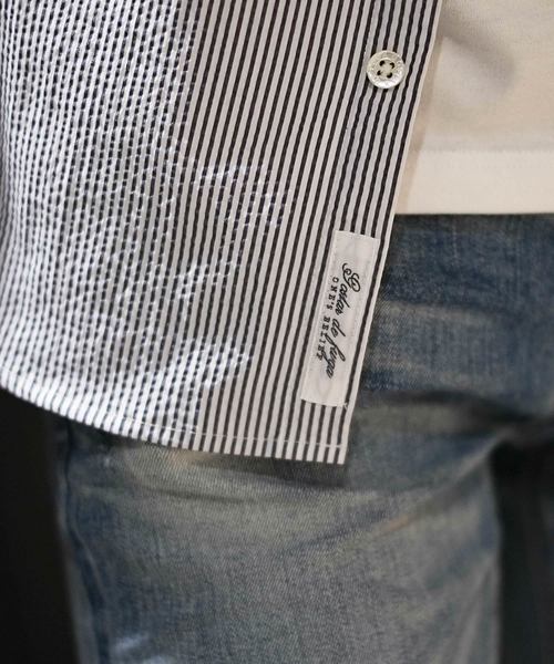 GOSTAR DE FUGA（ゴスタール ジフーガ）の「長袖シアサッカーシャツ（シャツ/ブラウス・メンズ・ホワイト×ネイビー/カーキ/ネイビー/ホワイト・M/L/XL）」の14枚目の写真