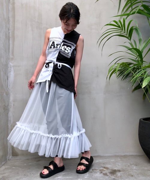 PUBLUX(パブリュクス)の「【in.no/イン ノウ】Tulle dress/チュールドレス(ワンピース)」|ホワイト