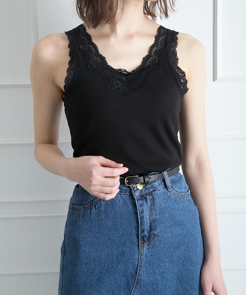 Libby Rose リビーアンドローズ の レース付タンクトップ タンクトップ Wear Libby Rose リビーアンドローズ の レース付タンクトップ タンクトップ Wear