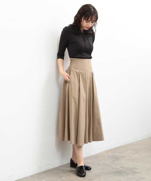 SALON adam et rope'（サロン アダム エ ロペ）の「【2WAY】ワイドテレコバックレースアッププルオーバー（Tシャツ/カットソー・レディース・チャコールグレー/オフホワイト/ベージュ・FREE）」の20枚目の写真