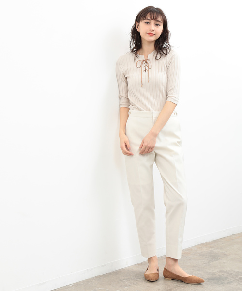 SALON adam et rope'(サロン アダム エ ロペ)の「【2WAY】ワイドテレコバックレースアッププルオーバー(Tシャツ/カットソー・レディース・チャコールグレー/オフホワイト/ベージュ・FREE)」の16枚目の写真