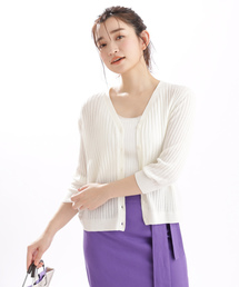 DISCOAT | リネンタッチリブカーディガン5分袖(カーディガン/ボレロ)