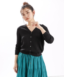 DISCOAT | リネンタッチリブカーディガン5分袖(カーディガン/ボレロ)