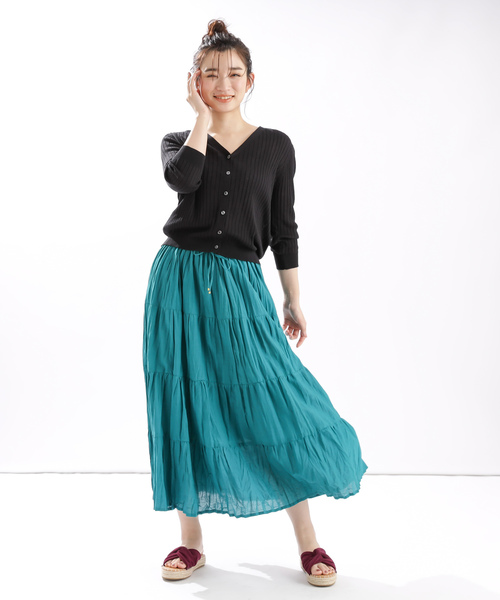 DISCOAT（ディスコート）の「リネンタッチリブカーディガン5分袖（カーディガン/ボレロ・レディース・ブラック/パープル/ライトグレー/グリーン/グレー系その他/オレンジ/オフホワイト・MEDIUM/LARGE）」の10枚目の写真