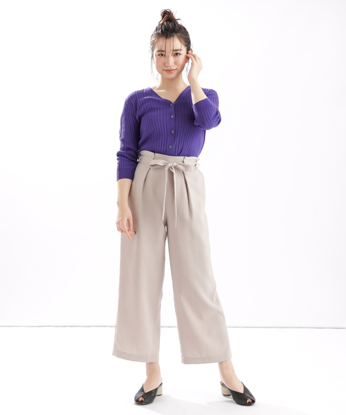 DISCOAT（ディスコート）の「リネンタッチリブカーディガン5分袖（カーディガン/ボレロ・レディース・ブラック/パープル/ライトグレー/グリーン/グレー系その他/オレンジ/オフホワイト・MEDIUM/LARGE）」の13枚目の写真