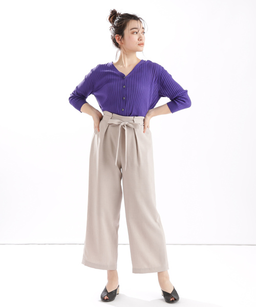 DISCOAT（ディスコート）の「リネンタッチリブカーディガン5分袖（カーディガン/ボレロ・レディース・ブラック/パープル/ライトグレー/グリーン/グレー系その他/オレンジ/オフホワイト・MEDIUM/LARGE）」の14枚目の写真