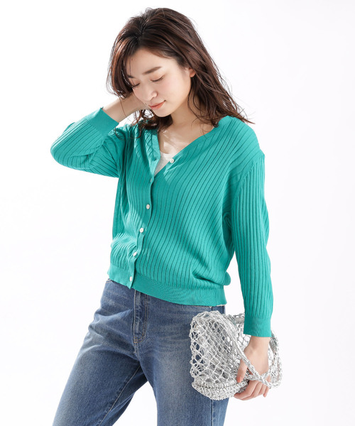 DISCOAT（ディスコート）の「リネンタッチリブカーディガン5分袖（カーディガン/ボレロ・レディース・ブラック/パープル/ライトグレー/グリーン/グレー系その他/オレンジ/オフホワイト・MEDIUM/LARGE）」の20枚目の写真