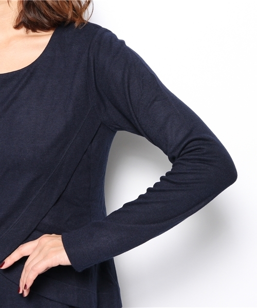 PLST(プラステ)の「アシンメトリーレイヤードぺプラムカットソー(Tシャツ/カットソー・レディース・グレー/ネイビー・2)」の7枚目の写真