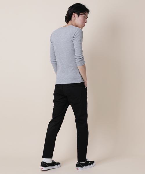 Rocky Monroe（ロッキーモンロー）の「Vネック7分袖テレコカットソー（Tシャツ/カットソー・メンズ・ブラック/レッド/イエロー/ダークブルー/オフホワイト/ブルー/グレー/オリーブ/モカ/チャコール・M/XL/L）」の18枚目の写真