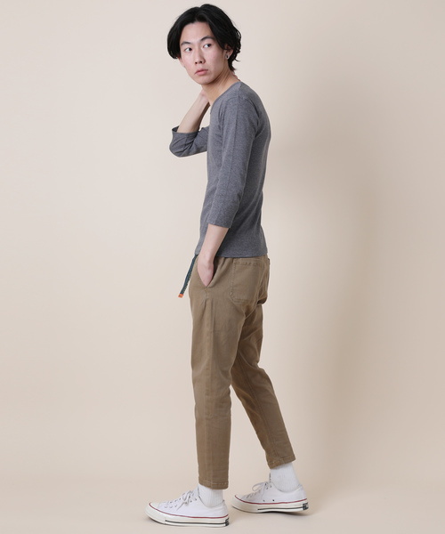 Rocky Monroe（ロッキーモンロー）の「Vネック7分袖テレコカットソー（Tシャツ/カットソー・メンズ・ブラック/レッド/イエロー/ダークブルー/オフホワイト/ブルー/グレー/オリーブ/モカ/チャコール・M/XL/L）」の12枚目の写真