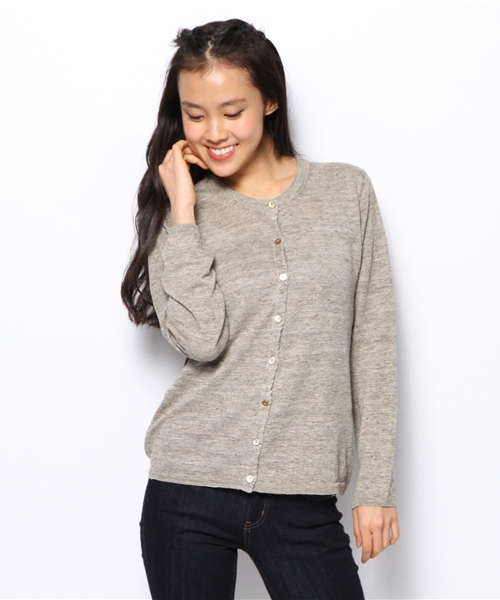 goa(ゴア)の「Linen クルーカーデ(カーディガン/ボレロ・レディース・ベージュ/ナチュラル/インディゴブルー/モカ・FREE)」の2枚目の写真