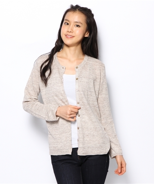 goa(ゴア)の「Linen クルーカーデ(カーディガン/ボレロ・レディース・ベージュ/ナチュラル/インディゴブルー/モカ・FREE)」の5枚目の写真