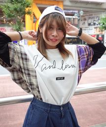 【ビッグシルエット】JERZY CHECK MIX MIX DORMAN SHIRT/オーバーサイズ ジャージーチェックミックスドルマンTシャツ