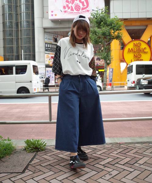 rovtski(ロフトスキー)の「【ビッグシルエット】JERZY CHECK MIX MIX DORMAN SHIRT/オーバーサイズ ジャージーチェックミックスドルマンTシャツ(Tシャツ/カットソー・レディース・パープル系その他/イエロー系その他/レッド系その他・FREE)」の8枚目の写真