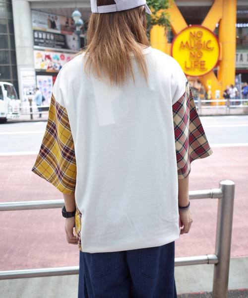 rovtski(ロフトスキー)の「【ビッグシルエット】JERZY CHECK MIX MIX DORMAN SHIRT/オーバーサイズ ジャージーチェックミックスドルマンTシャツ(Tシャツ/カットソー・レディース・パープル系その他/イエロー系その他/レッド系その他・FREE)」の19枚目の写真
