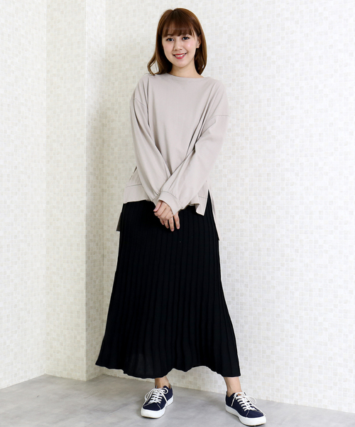 n'ee-ne（ネーネ）の「12Gニットプリーツスカート（スカート・レディース・ブラック/ベージュ/ブラウン/ブルー・FREE）」の8枚目の写真