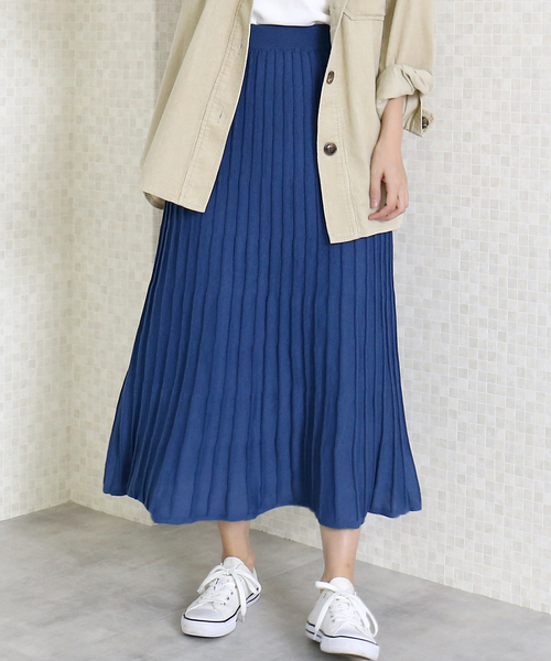 n'ee-ne（ネーネ）の「12Gニットプリーツスカート（スカート・レディース・ブラック/ベージュ/ブラウン/ブルー・FREE）」の15枚目の写真