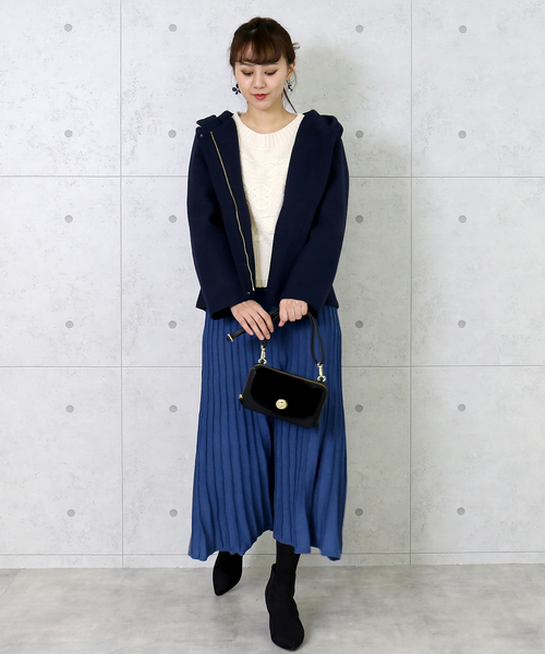 n'ee-ne（ネーネ）の「12Gニットプリーツスカート（スカート・レディース・ブラック/ベージュ/ブラウン/ブルー・FREE）」の18枚目の写真