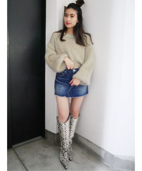 GYDA(ジェイダ)の「ドッキングシャギーニットTOPS(ニット/セーター・レディース・ブラック/ベージュ/オフホワイト・FREE)」の9枚目の写真