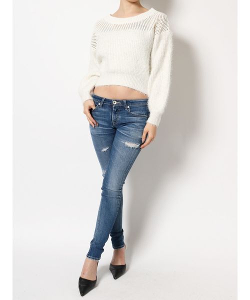 GYDA(ジェイダ)の「ドッキングシャギーニットTOPS(ニット/セーター・レディース・ブラック/ベージュ/オフホワイト・FREE)」の10枚目の写真