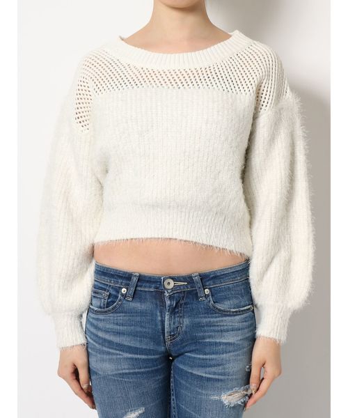 GYDA(ジェイダ)の「ドッキングシャギーニットTOPS(ニット/セーター・レディース・ブラック/ベージュ/オフホワイト・FREE)」の11枚目の写真