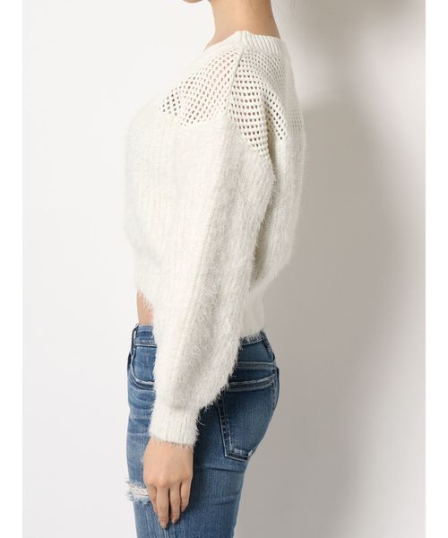 GYDA(ジェイダ)の「ドッキングシャギーニットTOPS(ニット/セーター・レディース・ブラック/ベージュ/オフホワイト・FREE)」の12枚目の写真