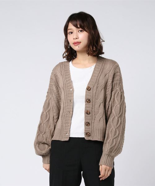 rps（アールピーエス）の「ケーブルニットショートカーディガン（カーディガン/ボレロ・レディース・アイボリー/モカ/グレイッシュベージュ・M）」の17枚目の写真