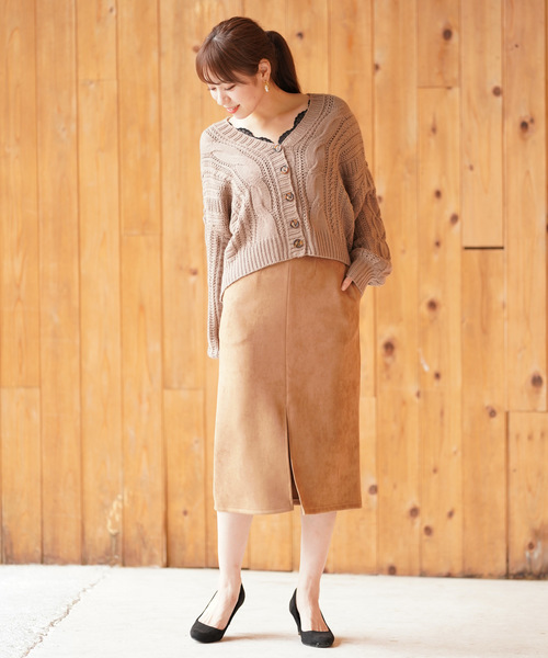 rps（アールピーエス）の「ケーブルニットショートカーディガン（カーディガン/ボレロ・レディース・アイボリー/モカ/グレイッシュベージュ・M）」の16枚目の写真